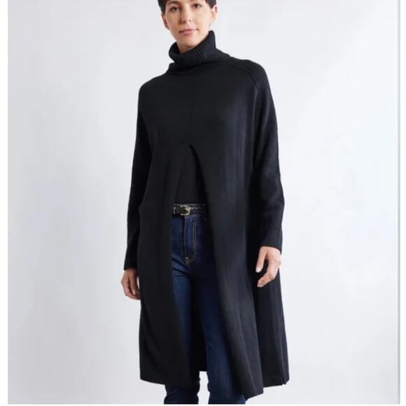 Ruti Modern Maximalist Tunic Sweater Black Size XL Wool Cashmere Blend NWT - Picture 1 of 12